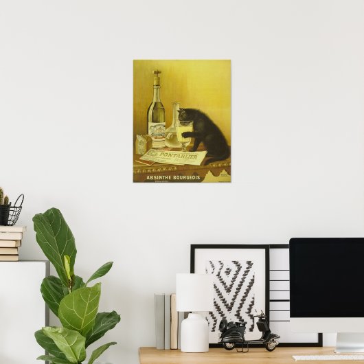 Retro French Absinthe Bourgeois Black Cat Poster (Thuiskantoor)