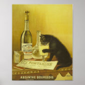 Retro French Absinthe Bourgeois Black Cat Poster (Voorkant)