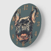 Retro French Bulldog Clock Grote Klok (Hoek)