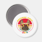 Retro French Bulldog Geweldige sinds 2014 Magneet (Voorkant / Achterkant)