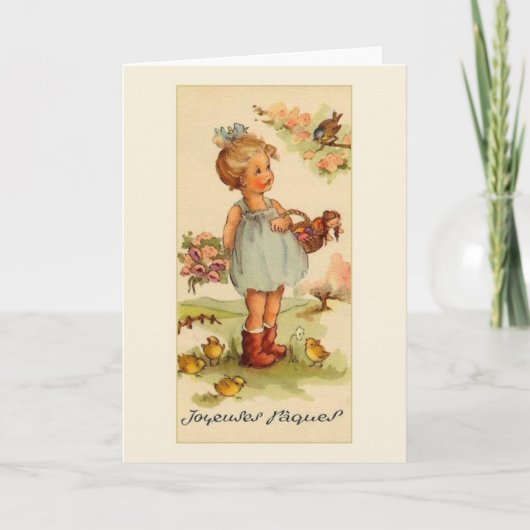 Retro French Easter Greeting Card Feestdagen Kaart (Voorkant)