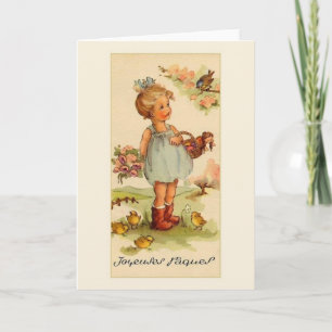 Retro French Easter Greeting Card Feestdagen Kaart