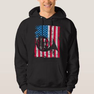 Retro French Horn US Flag Music Artwork Ju Hoodie