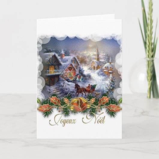 Retro French Joyeux Noel Christmas Card Feestdagen Kaart (Voorkant)