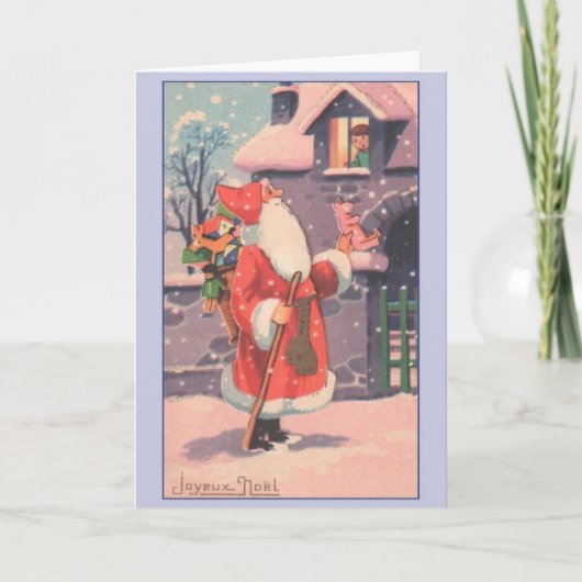 Retro French Joyeux Noël Christmas Card Feestdagen Kaart (Voorkant)