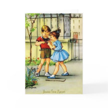 Retro French Mother Birthday Greeting Card