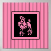Retro French Pink Poodle Poster Wall Art Gift (Voorkant)