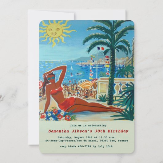  Retro French Riviera Summer Party nodigt uit Kaart (Voorkant)