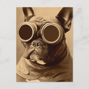 Retro Frenchie Sepia Briefkaart