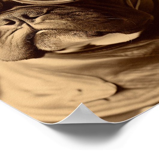 Retro Frenchie Sepia Poster (Hoek)