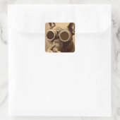 Retro Frenchie Sepia Vierkante Sticker (Tas)