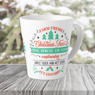 Retro Fresh Cut kerstbomen Advertisement Latte Mok