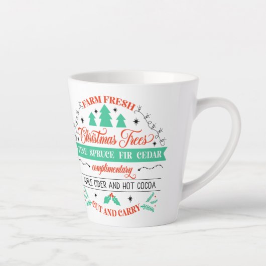 Retro Fresh Cut kerstbomen Advertisement Latte Mok (Rechts)