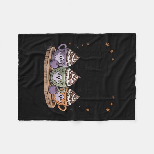 Retro Freshly Boo'd Coffee Lovers Boujee Ghost Hal Fleece Deken (Voorkant (Horizontaal))