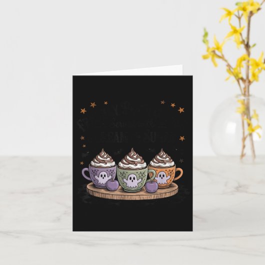 Retro Freshly Boo'd Coffee Lovers Boujee Ghost Hal Kaart (Gele Bloem)