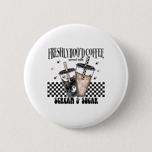 Retro Freshly Boo'd Koffieliefhebbers Boujee Ghost Ronde Button 5,7 Cm (Voorkant)