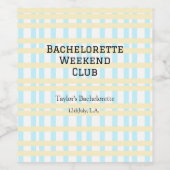 RETRO FREULE WEEKEND CLUB BLAUW GEEL DATUM WIJN ETIKET (Enkel label)