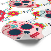 Retro Frida Kahlo Surreal Sugar Skull Pattern Poster (Hoek)