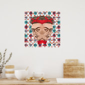 Retro Frida Kahlo Surreal Sugar Skull Pattern Poster (Keuken)