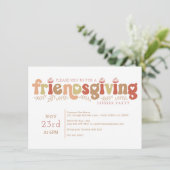 Retro Friendsgiving dinerfeest uitnodiging (Staand voorkant)