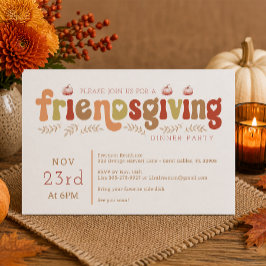 Retro Friendsgiving dinerfeest uitnodiging
