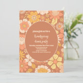 Retro Friendsgiving Thanksgiving Diner Kaart (Staand voorkant)