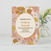 Retro Friendsgiving Thanksgiving Diner Kaart (Staand voorkant)