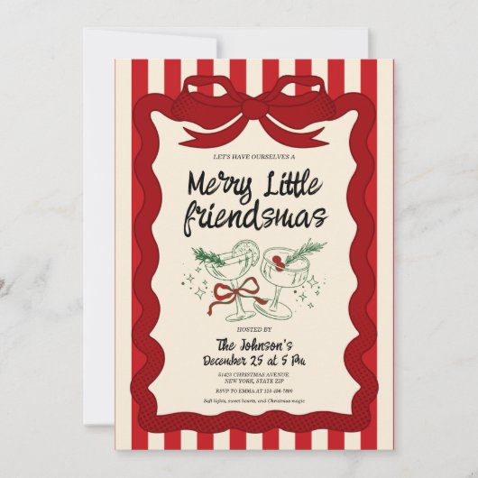 Retro Friendsmas Party Kaart (Voorkant)