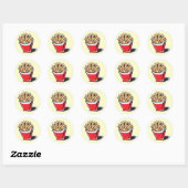 retro friet ontwerp ronde sticker (Vel)