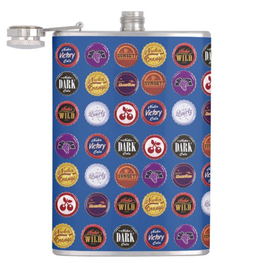 Retro frisdrankdop fles, vintage popart heupfles (Geopend)