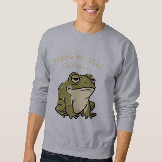 Retro Frog Barely Trying Men’s Sweatshirt (Voorkant)