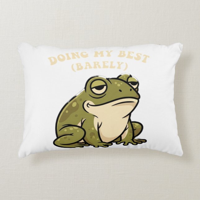 Retro Frog Barely Trying Rectangular Pillow Accent Kussen (Voorkant)
