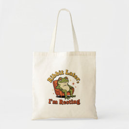 Retro Frog Chill Quote Canvas Tote Bag