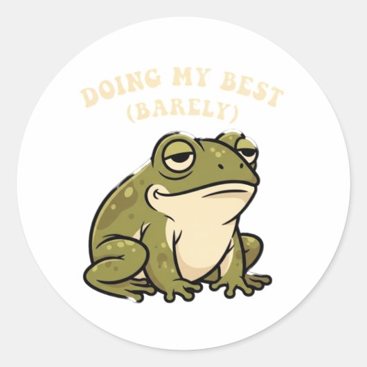 Retro Frog Doing My Best Vinyl Sticker (Voorkant)