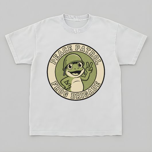 Retro Frog Mascot Tee – Peace Patrol Design T-shirt