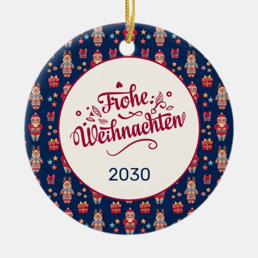 Retro Frohe Weihnachten Keramisch Ornament (Voorkant)