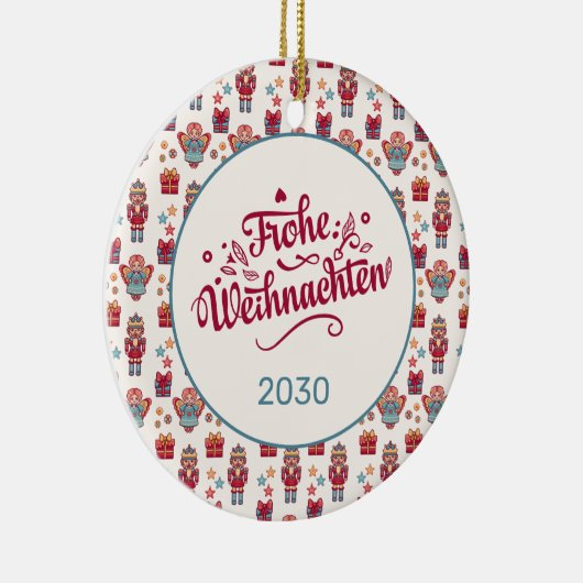 Retro Frohe Weihnachten Keramisch Ornament (Rechts)