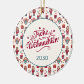 Retro Frohe Weihnachten Keramisch Ornament (Links)