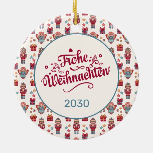 Retro Frohe Weihnachten Keramisch Ornament (Achterkant)