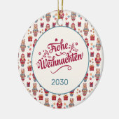 Retro Frohe Weihnachten Keramisch Ornament (Links)
