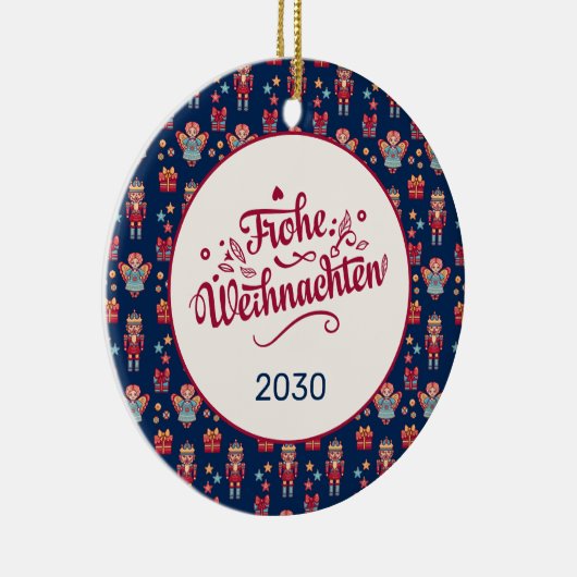 Retro Frohe Weihnachten Keramisch Ornament (Rechts)