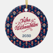 Retro Frohe Weihnachten Keramisch Ornament (Voorkant)