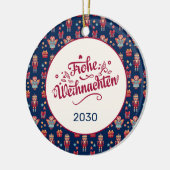 Retro Frohe Weihnachten Keramisch Ornament (Links)
