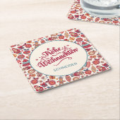 Retro Frohe Weihnachten Personalized Kartonnen Onderzetters (Schuin)