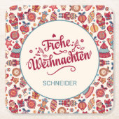 Retro Frohe Weihnachten Personalized Kartonnen Onderzetters (Voorkant)