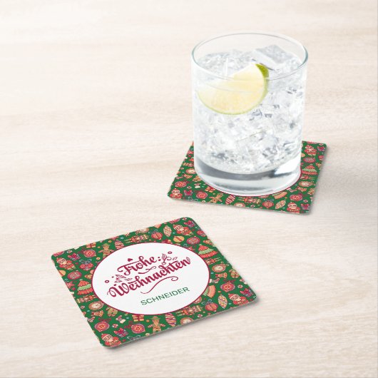 Retro Frohe Weihnachten Personalized Kartonnen Onderzetters (Insitu)