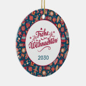 Retro Frohe Weihnachten Personalized Keramisch Ornament (Rechts)