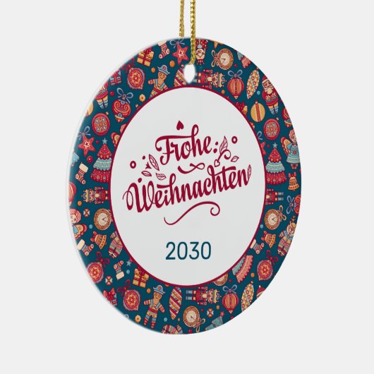 Retro Frohe Weihnachten Personalized Keramisch Ornament (Rechts)