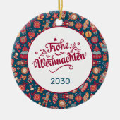 Retro Frohe Weihnachten Personalized Keramisch Ornament (Voorkant)
