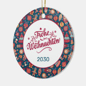 Retro Frohe Weihnachten Personalized Keramisch Ornament (Links)